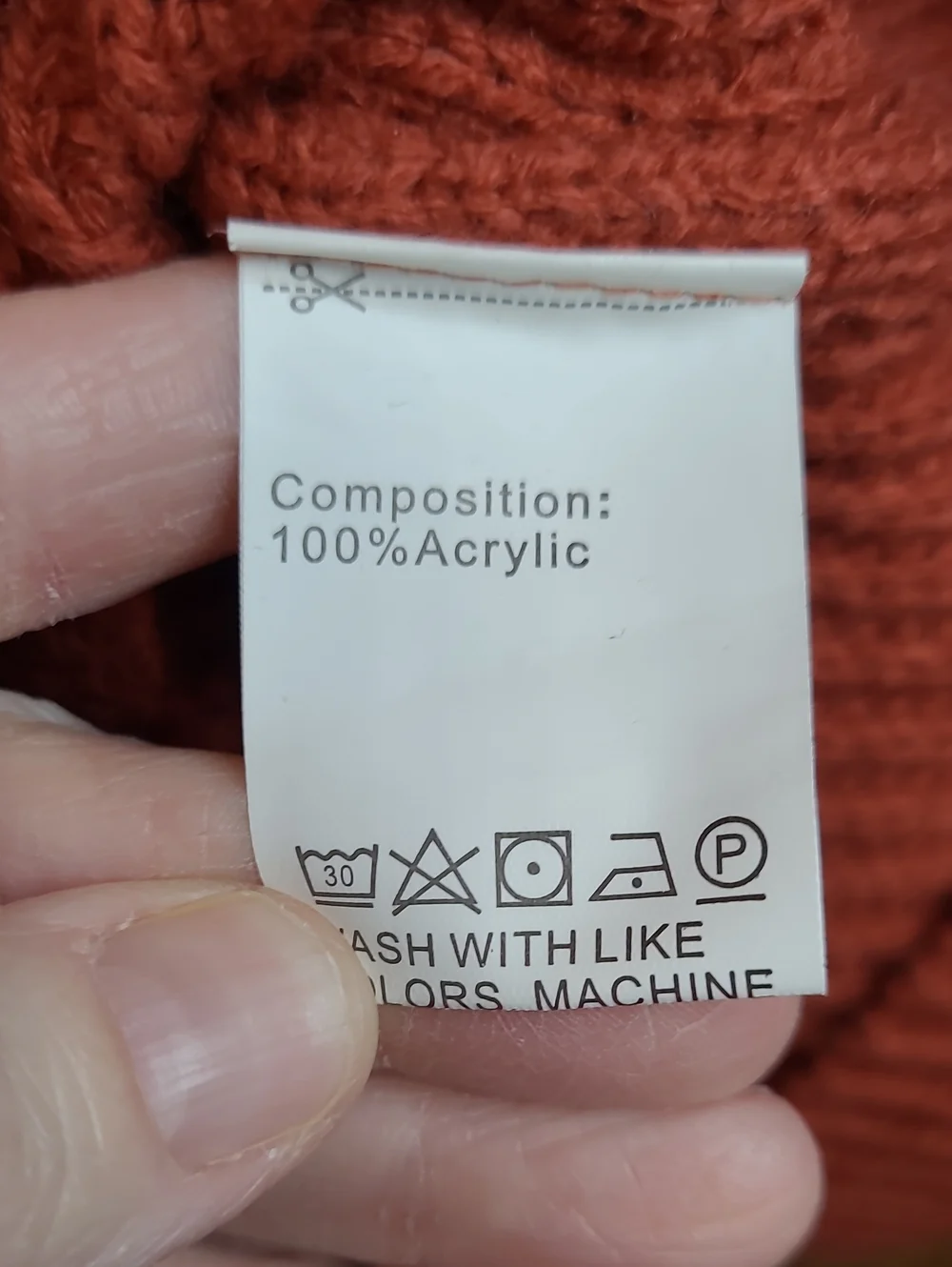 PrettyGarden Rust Crewneck Sweater with Cable-Detail Sleeves size XL